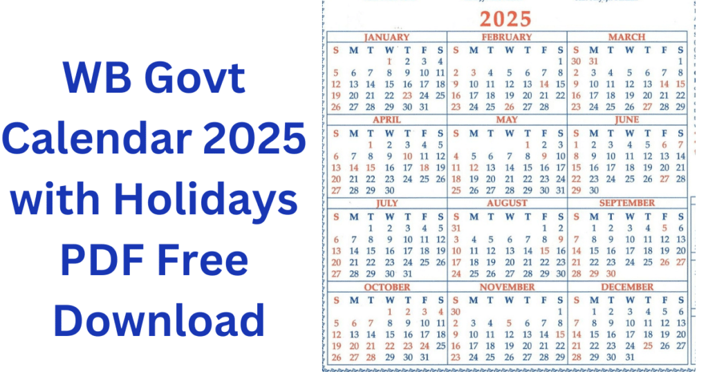 WB Govt Calendar 2025