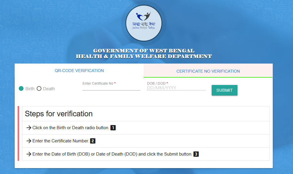 Janma Mrityu Certificate Verification