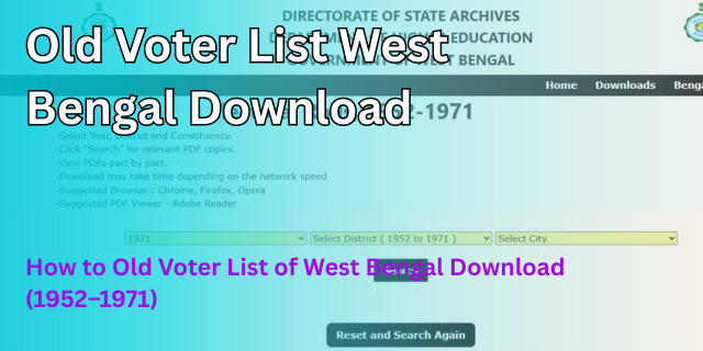 Old Voter List West Bengal Download