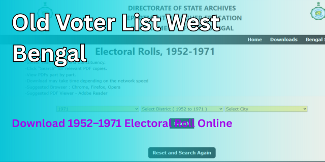 Old Voter List West Bengal