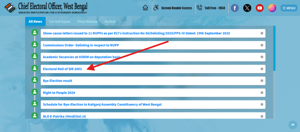 CEO West Bengal New Website