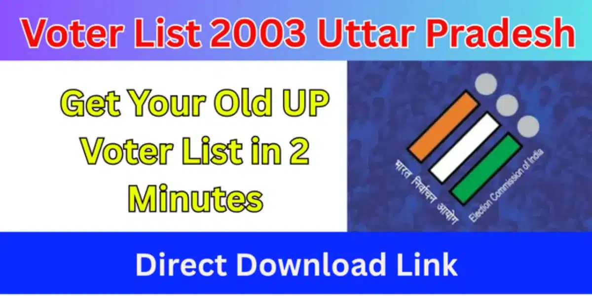 Voter List 2003 Uttar Pradesh PDF Download