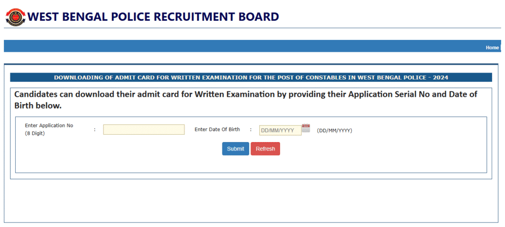 WB Police Admit Card Download 2025